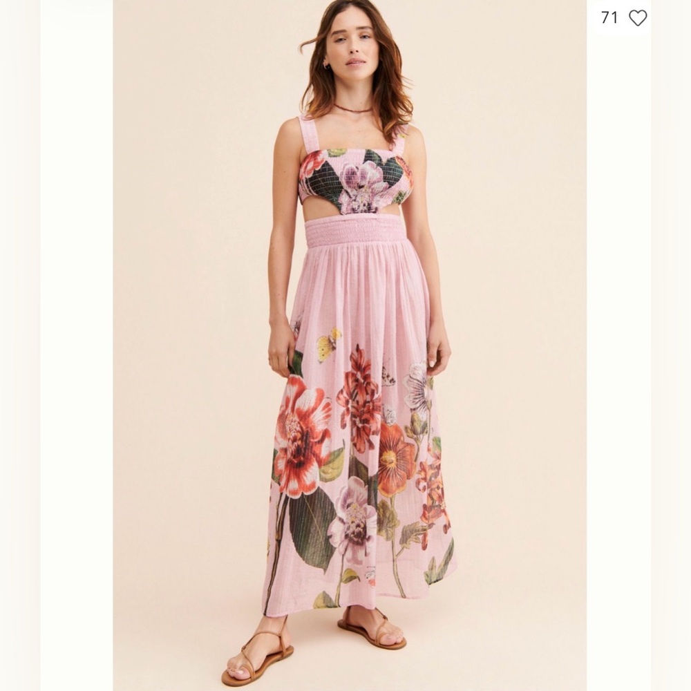 Anthropologie Pink Maxi Summer Dress XS